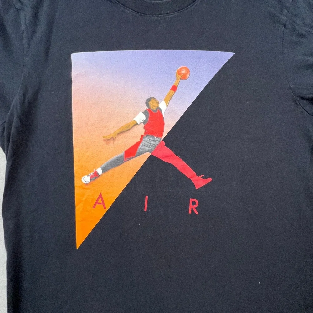 Jordan T-Shirt Mens M Black Air Jumpman Graphic Sunset Streetwear Baller B ball